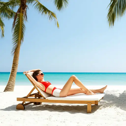 阳光、沙滩和浪漫——她的假期完美了。