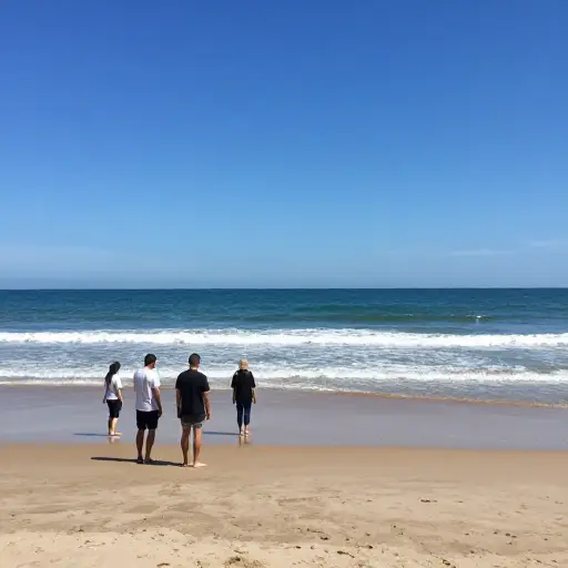 我们下去海滩吧。
