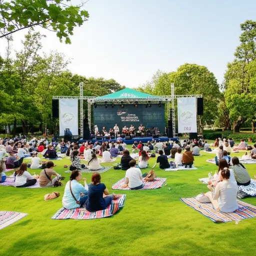 音乐会在公园里举行。