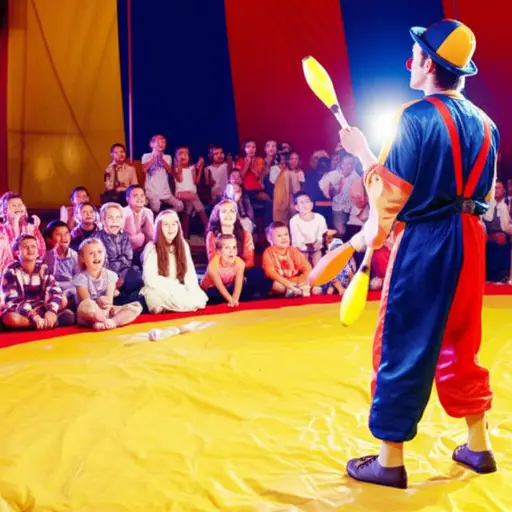 孩子们喜欢看马戏团里的小丑表演。