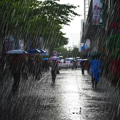 天突然下起雨来。
