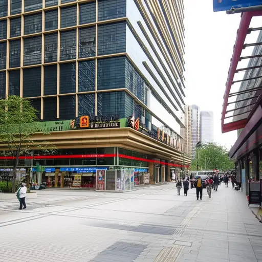 银行在街道的对面。