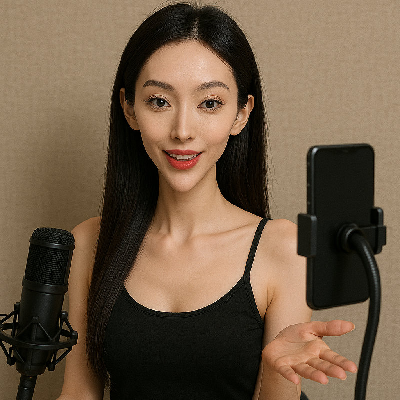 她的下巴太尖了，我担心它会戳穿我的手机屏幕。