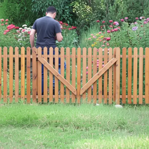 我想穿过房子的花园，并爬过了栅栏。