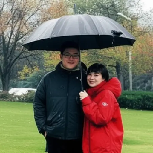 她为我们俩撑着伞。