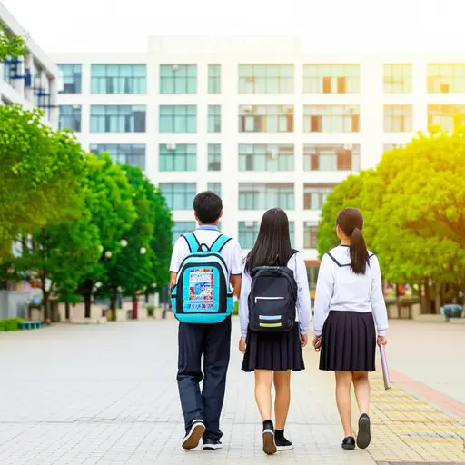 我每天背着书包去上学。