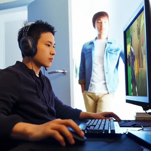 西蒙如此全神贯注于他的电脑游戏，以至于没有注意到我进来。