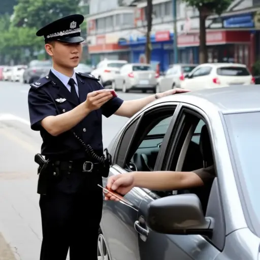 警察要求司机出示身份证明。