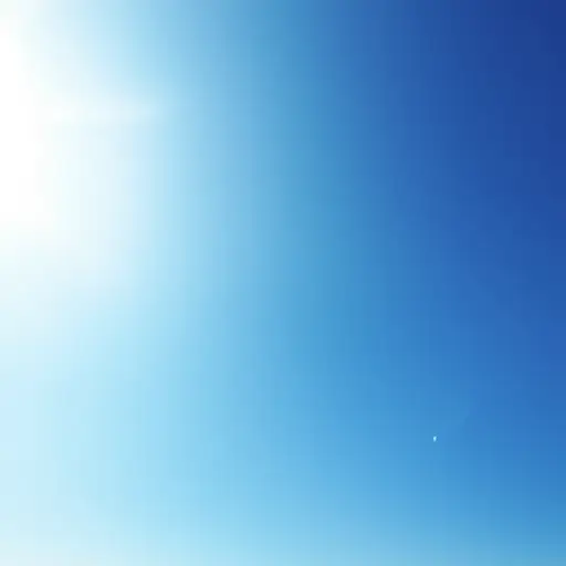 阳光明媚，一点云都没有，所以我们可以看到淡蓝色的天空。