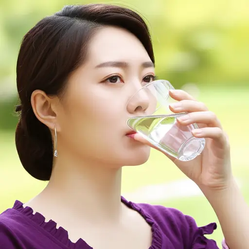 她把杯子举到唇边。