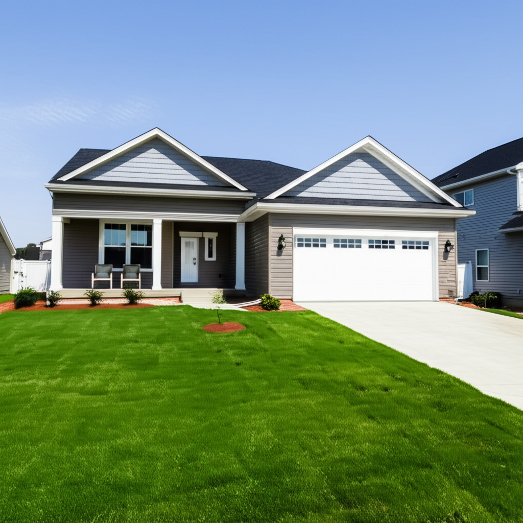 这房子带有一个双车位车库。