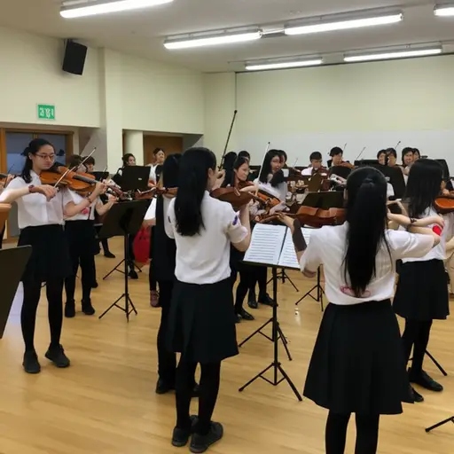 她在学校的管弦乐队里拉小提琴。