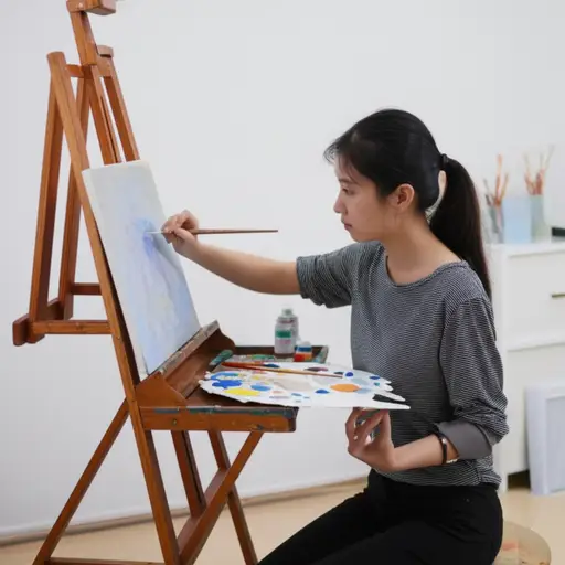 她在大学学习艺术，专攻油画。