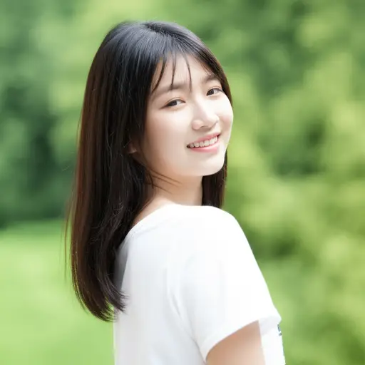 她转过身来对我微笑。