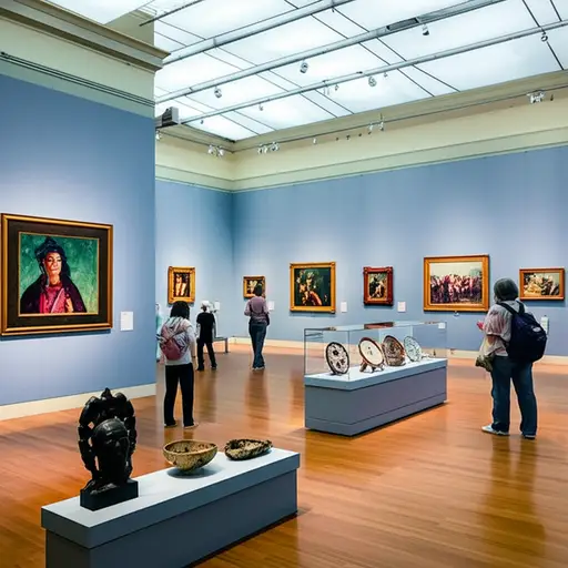 这个博物馆展出了许多来自世界各地的艺术珍品。