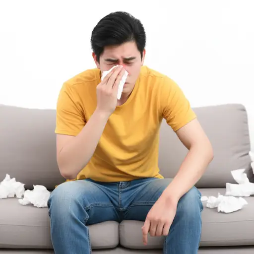 他感冒了，鼻子一直流鼻涕。