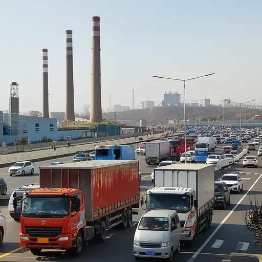 该地区工业活动的增加导致了交通拥堵。