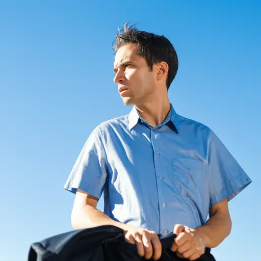 天气很热，所以他脱掉了外套。