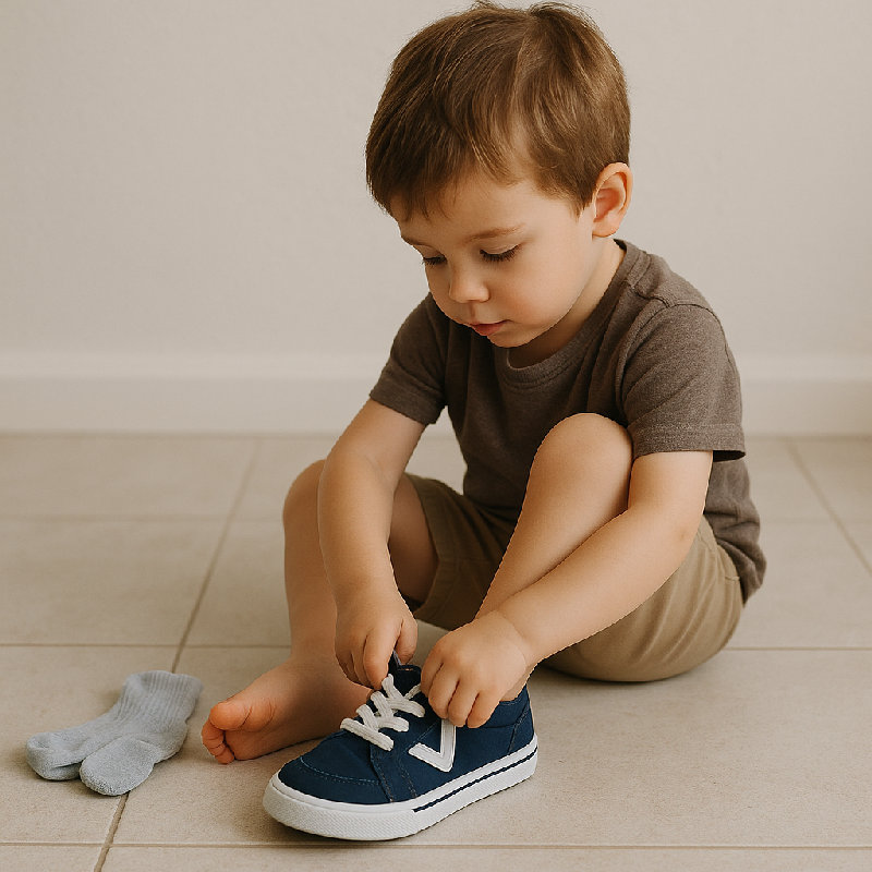 请先穿上袜子再穿靴子。