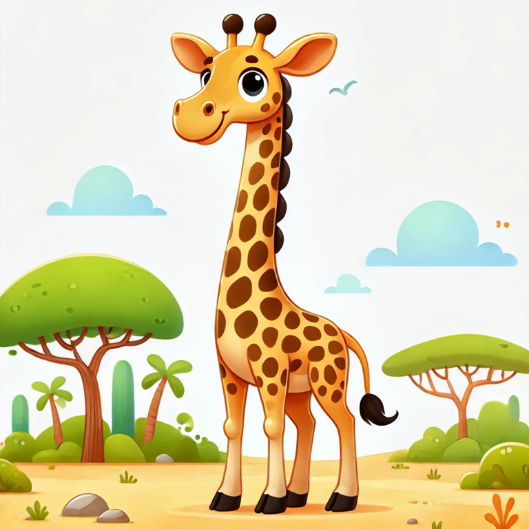 看那只长颈鹿。哇！它好高啊！