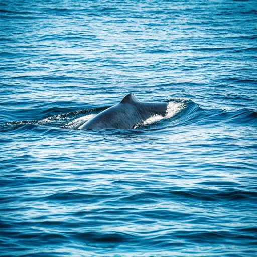 一头巨大的雄鲸在船边游过。