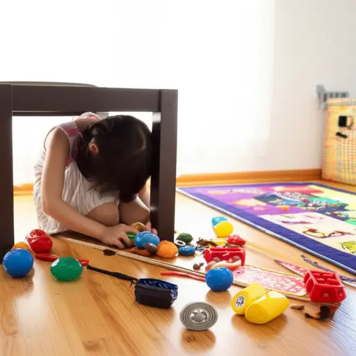 游戏期间，那个孩子躲在桌子下面。