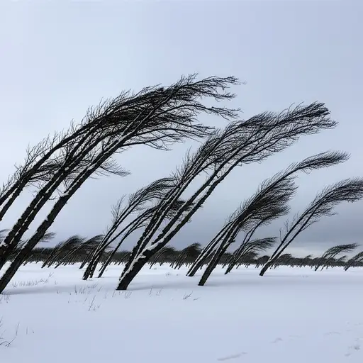 冬天，寒冷的北风常从东北方向吹来。
