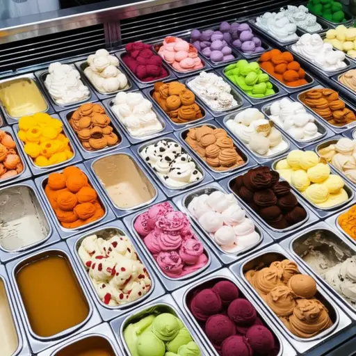 我们销售32种不同口味的冰淇淋。