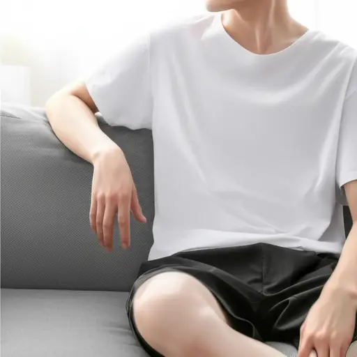 在家休闲时，一件宽松的T恤是完美的选择。