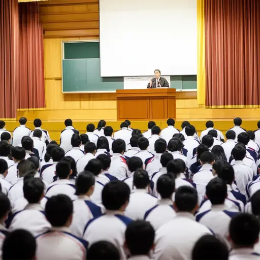 我们聆听了校长关于新校规的宣布。