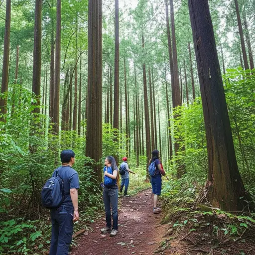 我们在徒步时在茂密的森林中迷路了。