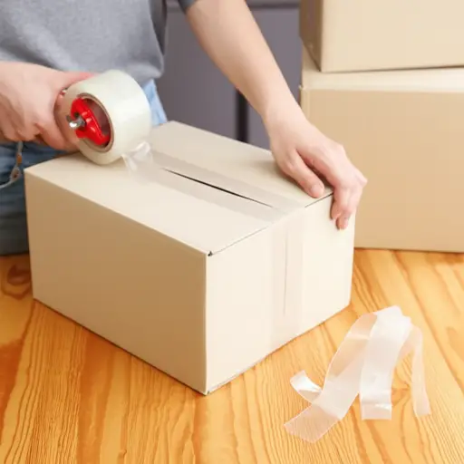 她用胶带封住了盒子。