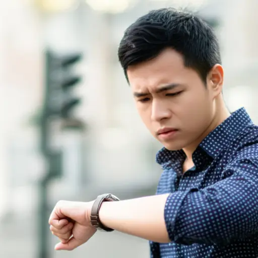 他紧张地瞥了一眼他的手表。