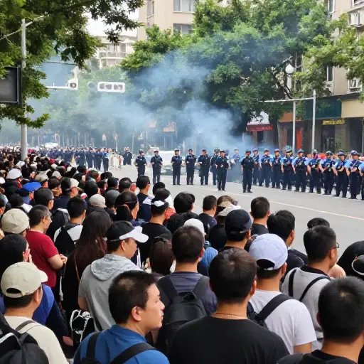 城市里爆发了一场骚乱，但警察在任何人受重伤之前设法制止了它。