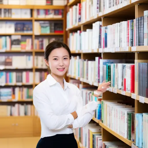 她是一家书店的售货员。