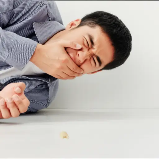 我摔倒时磕裂了牙齿。