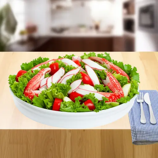 我午餐做了一道美味的螃蟹沙拉。