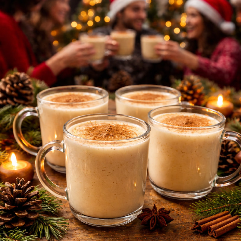 圣诞派对上，大家都喜欢喝加了肉桂粉的蛋酒。