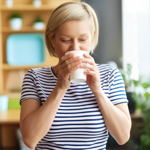 我妈妈用纸杯喝咖啡。