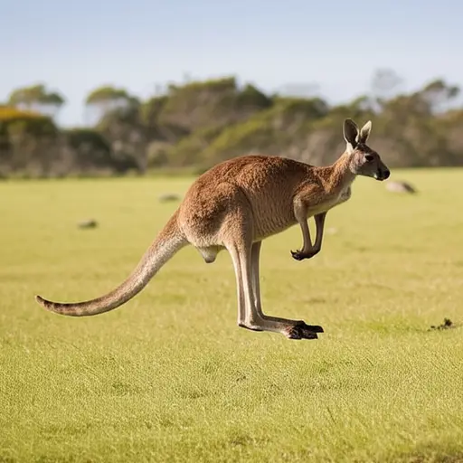 袋鼠跳跃时用强壮的尾巴保持平衡。