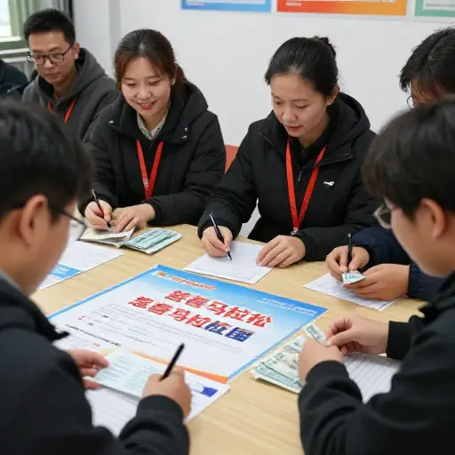我们每人同意赞助她十英镑，支持她的慈善马拉松。