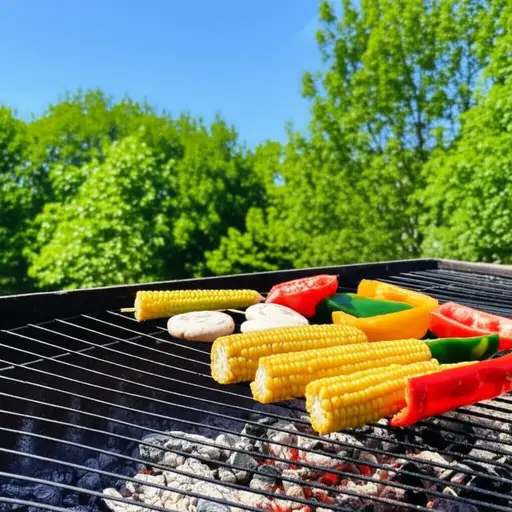 我们在烤架上烤了蔬菜。