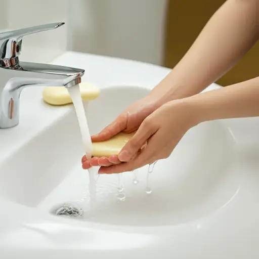 我每天用肥皂洗手。