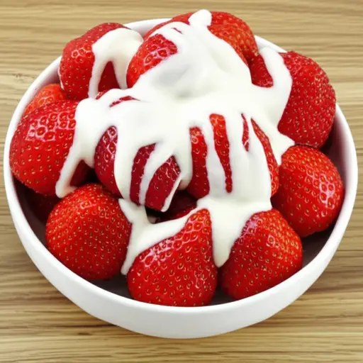 我吃了草莓配奶油。