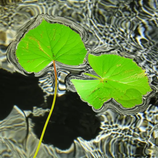 叶子漂浮在水面上。