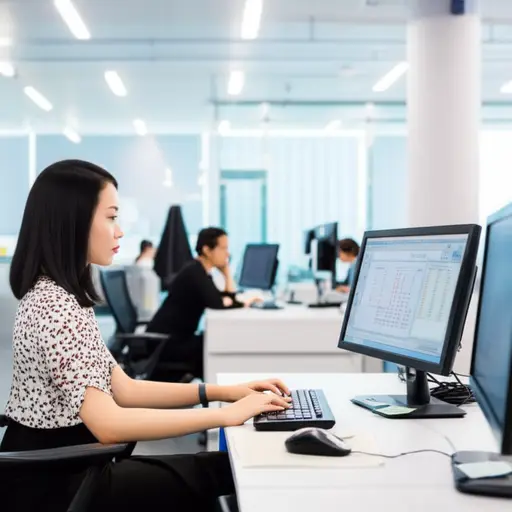 她在一家大型软件公司工作。