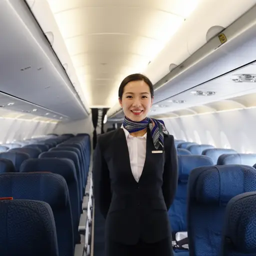 她是一名国际航班的客舱乘务员。