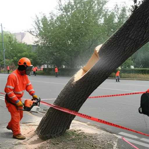 当局决定砍倒那棵危险的树。