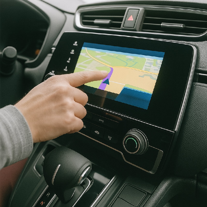 她设置了导航去机场。