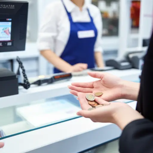 请在离开柜台前清点你的找零。